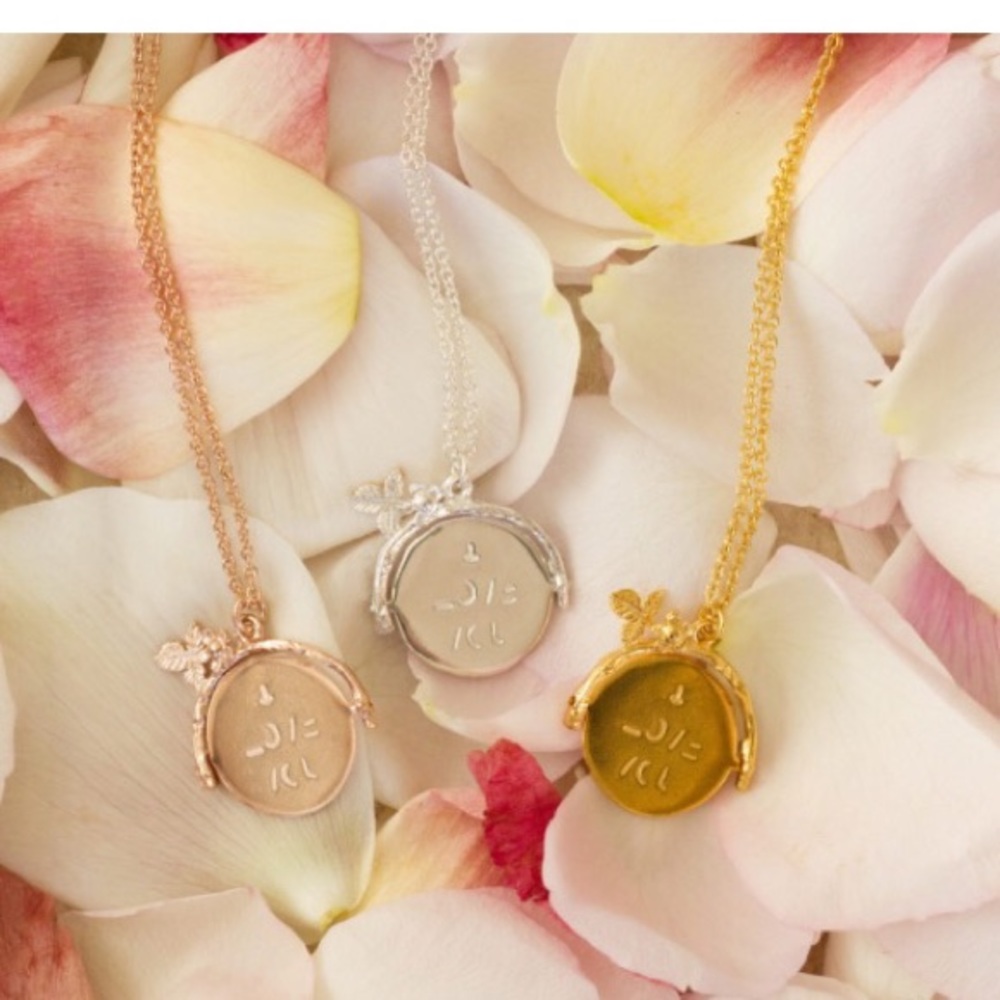 Alex Monroe rose gold I Love You spinner necklace